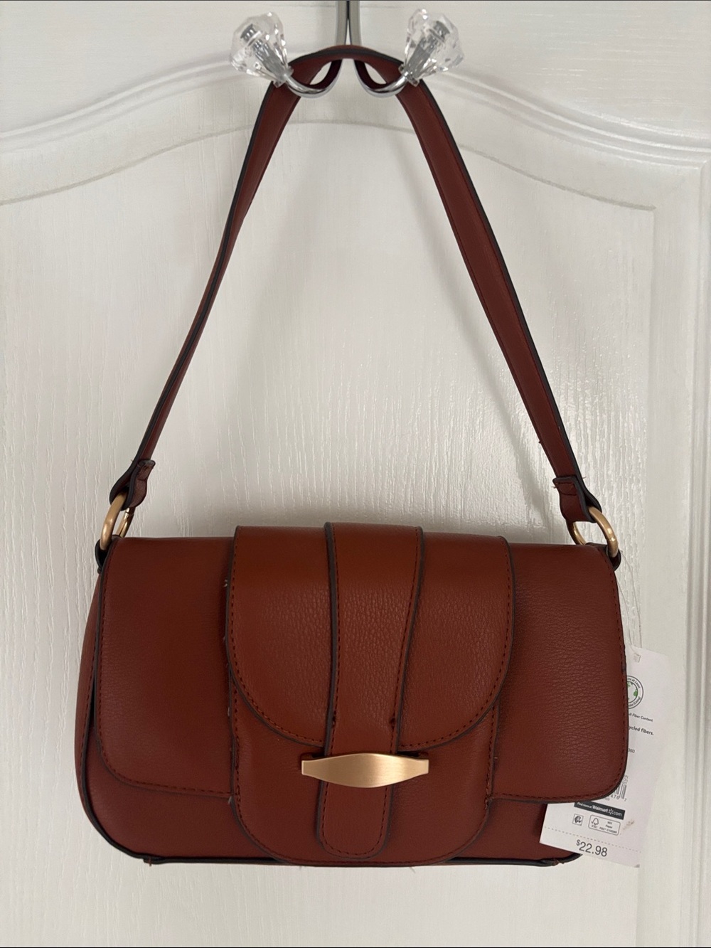 Time and Tru Brown Shoulder Bag with Gold Accent